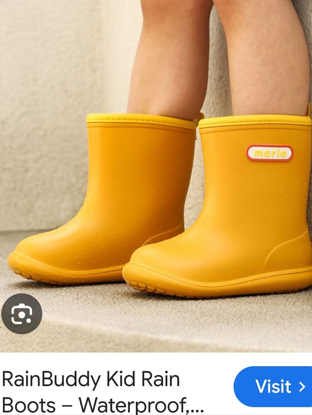 Tree Grandpa Yellow Kids Waterproof Rain Boots with Logo Patch